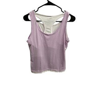 Club Attivo Sleeveless Layered Tank Top Purple White Sz XL Sportswear Active NWT